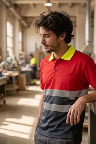 Velilla 36065 - Two-tone bird-eye polo shirt (160g/m²) with short sleeves, in polyester (100%)