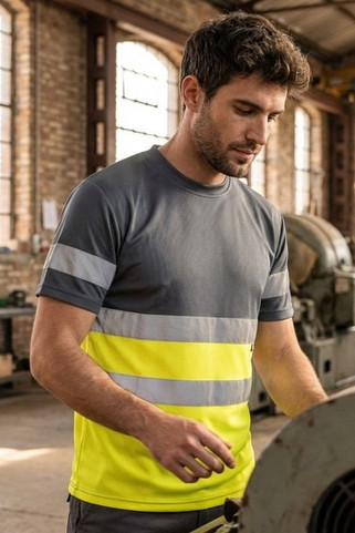 Velilla 36094 - Zweifarbiges technisches T-Shirt mit Bird-Eye-Design (140 g/m²), aus Polyester (100%)