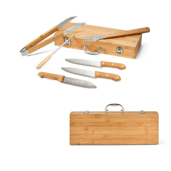 hi!dea 53844 - Barbecue set supplied in a bamboo case