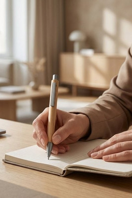 Esferográfica em bambu com clipe - Egotier 81009