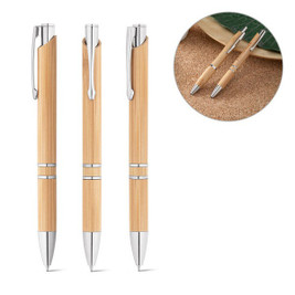 hi!dea 81011 - Bamboo ball pen with clip and metal trim