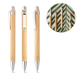 hi!dea 81163 - Bamboo ball pen with metal clip