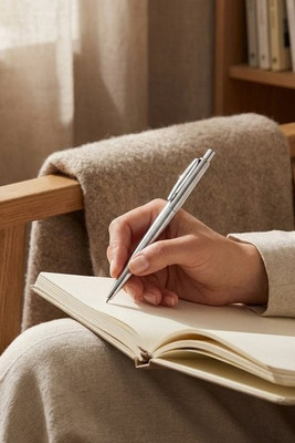 Stainless steel ball pen with glossy body and clip - Egotier 81170