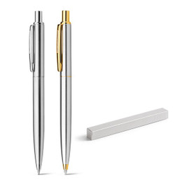 hi!dea 81170 - Stainless steel ball pen with glossy body and clip