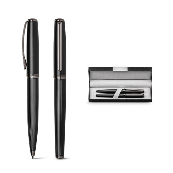 hi!dea 81194 - Set di penna a sfera e roller in metallo con meccanismo a rotazione