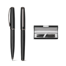 hi!dea 81194 - Metal rollerball and ballpoint set with twist mechanism