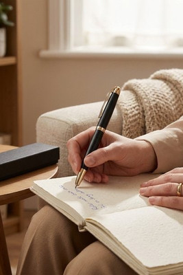 Metal rollerball with gold trim - Egotier 81196