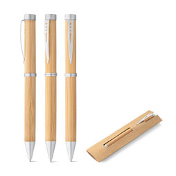 hi!dea 91339 - Bamboo ball pen with twist mechanism and metal clip