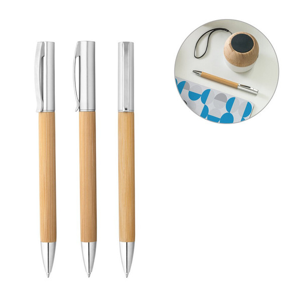 hi!dea 91774 - Bamboo and ABS ball pen with twist mechanism