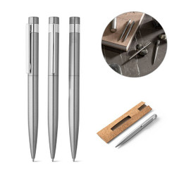 hi!dea 91779 - Ballpoint pen with stainless steel body (53% rSS) and clip
