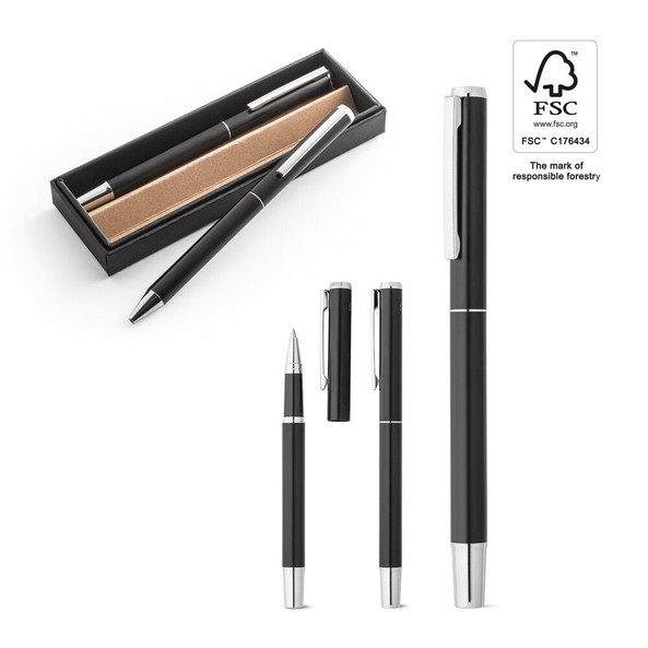 hi!dea 91782 - Roller and ballpoint pen set in aluminium 94% rAL) with clip