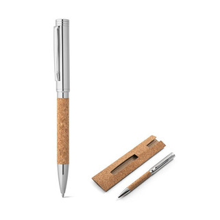 Cork and metal ballpoint pen with twist mechanism - Egotier 91788