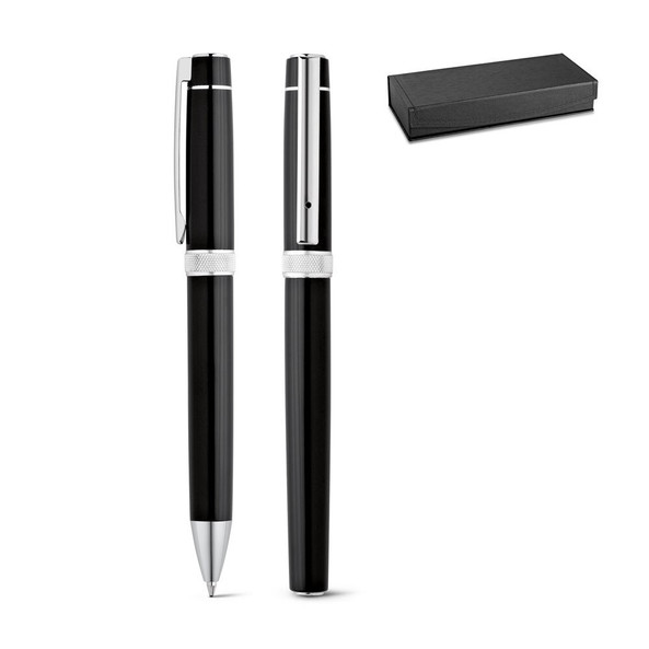 hi!dea 91816 - Metal rollerball and ballpoint set with clip