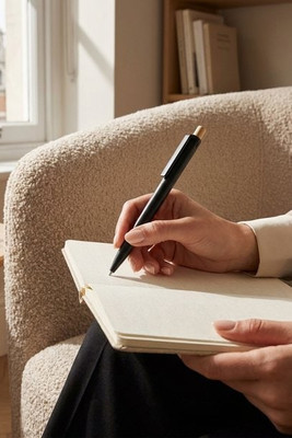 Recycled ABS (100% rABS) ballpoint pen with bamboo button - Egotier 91945