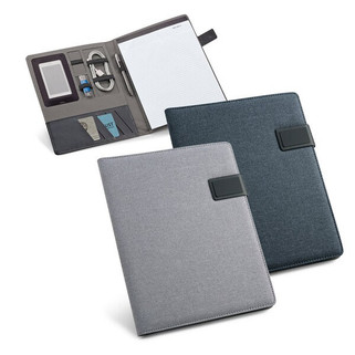 A4 folder in imitation linen and PU with lined pages - Egotier 92067