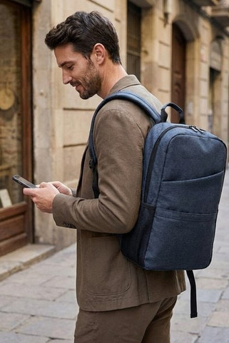 156 laptop backpack in 600D recycled polyester - Egotier 92080