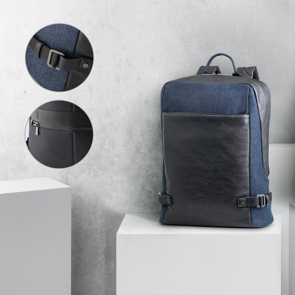 Branve 92189 - 15'6" Laptop backpack in denim and PU