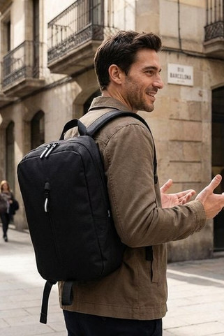 300D recycled polyester and 600D recycled polyester single strap backpack, with 210D recycled polyester lining - Egotier 92191