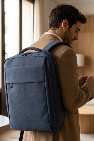 15.6" Fully padded laptop backpack in 300D recycled high-density polyester and 210D recycled polyester lining - Egotier 92377