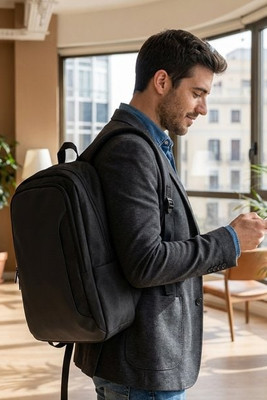 Laptop backpack in high-density 600D recycled polyester - Egotier 92378