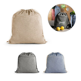 Drawstring bag in recycled cotton (70%), polyester (30% rPET) (140 g/m²) - Egotier 92928