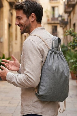 Drawstring bag with recycled cotton (70%) and polyester (30% rPET) (140 g/m²) - Egotier 92936