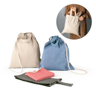 Drawstring bag with recycled cotton (70%) and polyester (30% rPET) (140 g/m²) - Egotier 92936