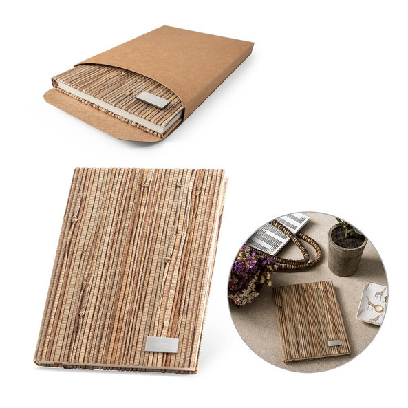 hi!dea 93275 - A5 notepad with hardcover made from natural straw fibres