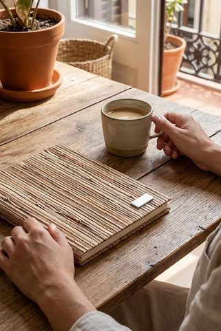 Notizbuch A5 mit Hardcover aus Naturstroh - Egotier 93275