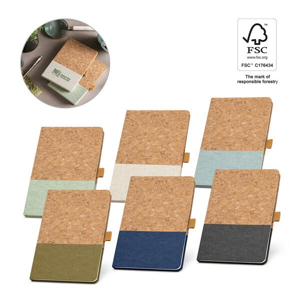 A5 notebook in cork and linen with lined sheets - Egotier 93277