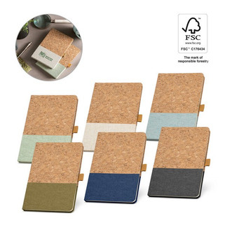 A5 notebook in cork and linen with lined sheets - Egotier 93277