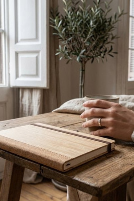 A5 notebook in bamboo and cork sheets with lined sheets - Egotier 93281