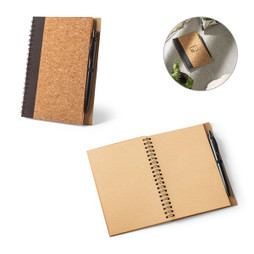 hi!dea 93285 - B6-Notizbuch aus Kork und Recyceltes Polyester (100% rPET) mit Kugelschreiber