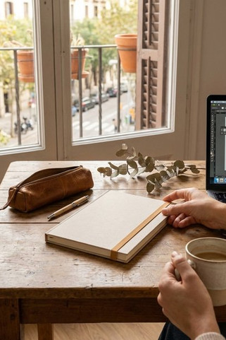 A5 hardcover notebook made of sugar cane paper (80% sugar cane) with lined pages - Egotier 93286