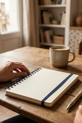 A5 notebook with rings, hard cover, made of sugar cane paper (80% sugar cane) with plain pages - Egotier 93287