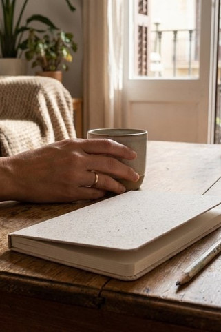 A5 notesblok med halvstærkt omslag af organisk elefantmateriale (80%) - Egotier 93288