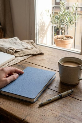 A5 notepad with semi-rigid cover made from coffee husk waste (65%) - Egotier 93289