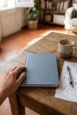 A5 notepad with hard cover made from coffee husk waste (65%) - Egotier 93295