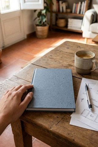 A5 notesblok med hårdt omslag fremstillet af affald af kaffeskaller (65%) - Egotier 93295