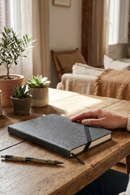 Cahier A5, en papier résistant à l'eau, avec des pages lignées fabriquées à partir d'un matériau certifié FSC™ et d'autres matériaux contrôlés - Egotier 93338