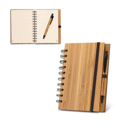 hi!dea 93485 - A5 Spiralnotizbuch aus Bambus mit 100% Recyclingpapier