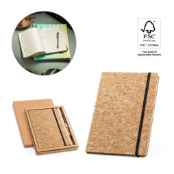 hi!dea 93578 - A5 notepad and ballpoint pen set in cork