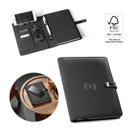 hi!dea 93581 - A5 folder in 300D recycled polyester (100% rPET) with wireless charger