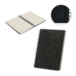 hi!dea 93635 - Block notes A5 con copertina semirigida in feltro riciclato (100% rPET) , con spirale e pagine a righe