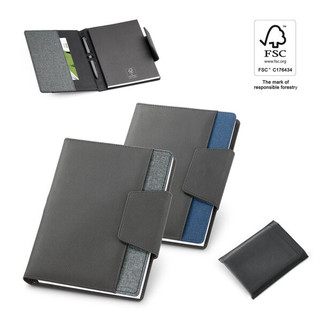 PU and polyester fabric cover with A5 notebook with plain pages - Egotier 93788