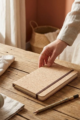 Pocket cork notebook with plain pages, in FSC™ certified material and other controlled materials - Egotier 93808