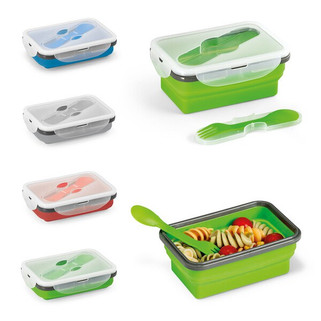 Lunch Box. Wysuwane hermetyczne pudełko wykonane z silikonu i PP 640 mL - Egotier 93847