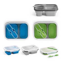 hi!dea 93848 - Lunch Box. Boîte hermétique rétractable en silicone et PP (480 et 760 mL)