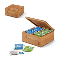 hi!dea 93996 - Bamboo tea box with 4 compartments and magnet closure