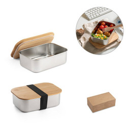 hi!dea 94025 - Lunch Box. Stainless steel lunch box with bamboo lid